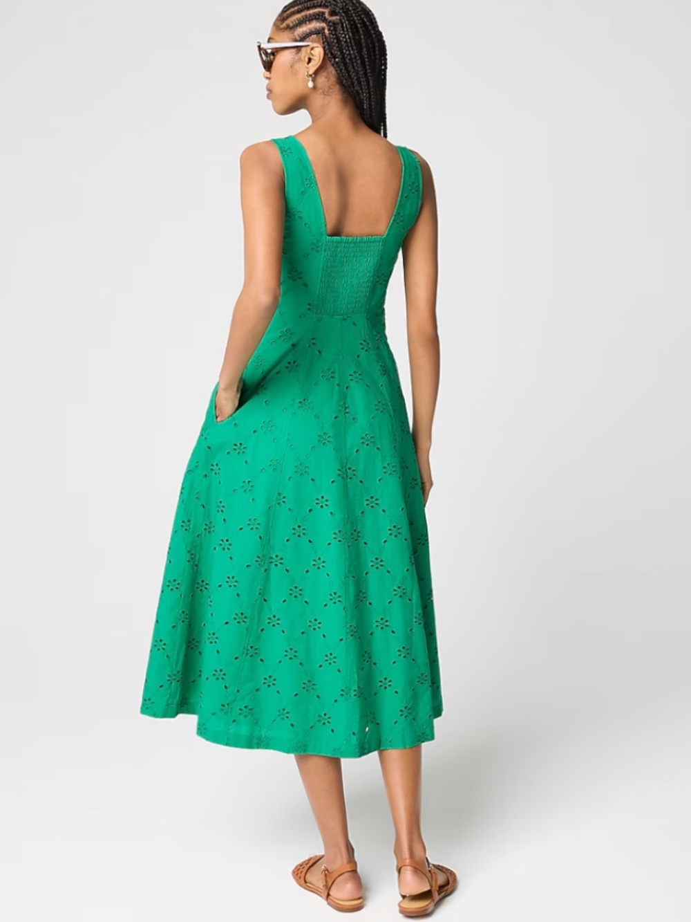 ***J Crew Factory NWT GREEN COTTON midi dress*** - Picture 3 of 15